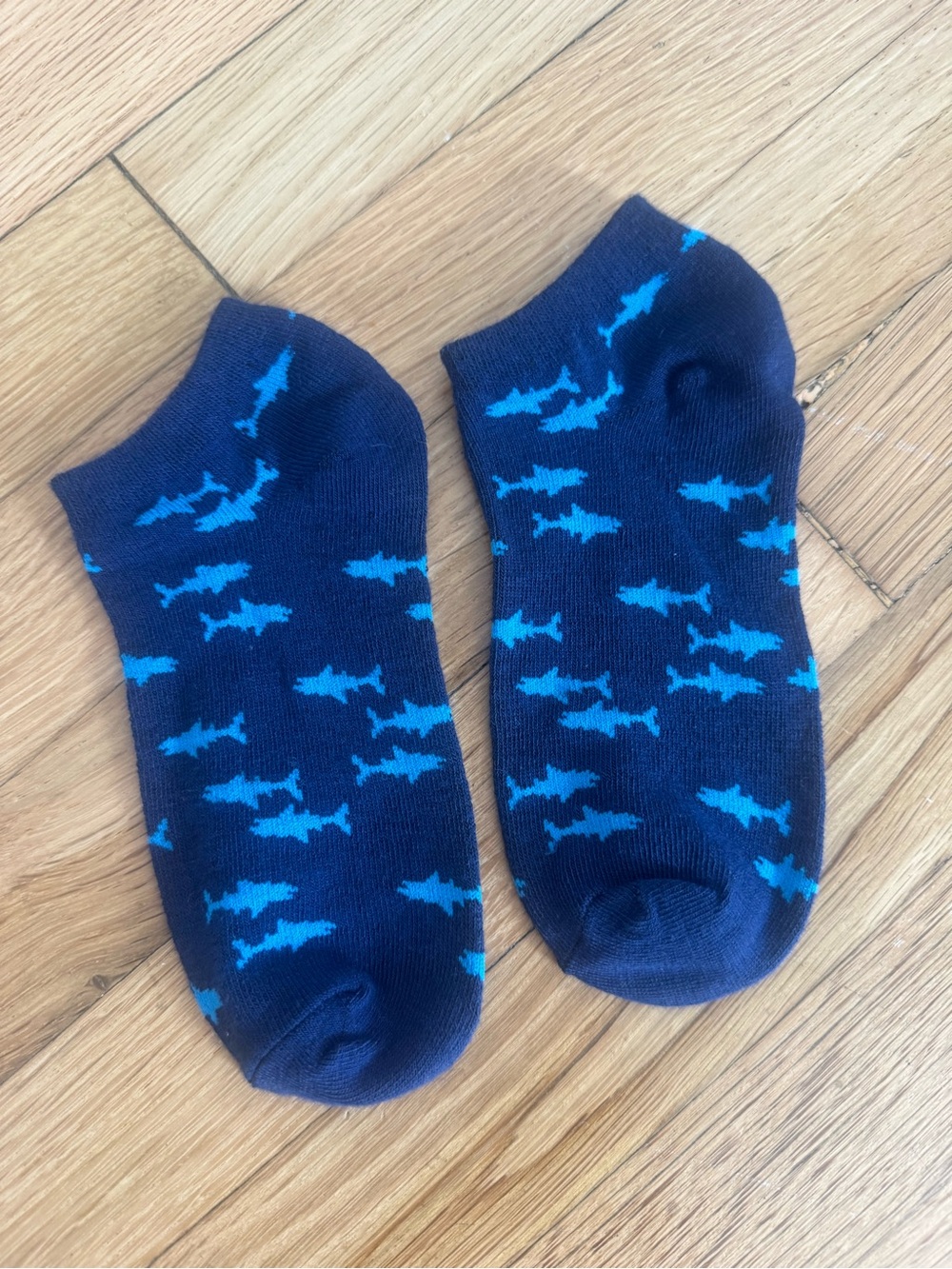 Navy Blue & Light Blue Sharks Low Cut Ankle Socks Boys Size 4-6